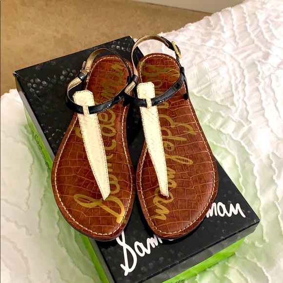 Sam Edelman Black and Cream Sandals Gigi 7.5 - Picture 1 of 4